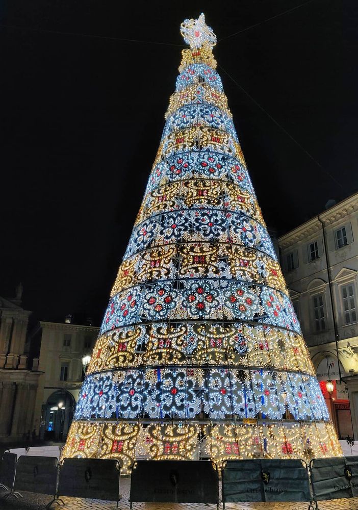 Illuminato l'albero di Natale in piazza San Carlo, Appendino: &quot;Segno di speranza, ora rispettiamo le regole&quot;