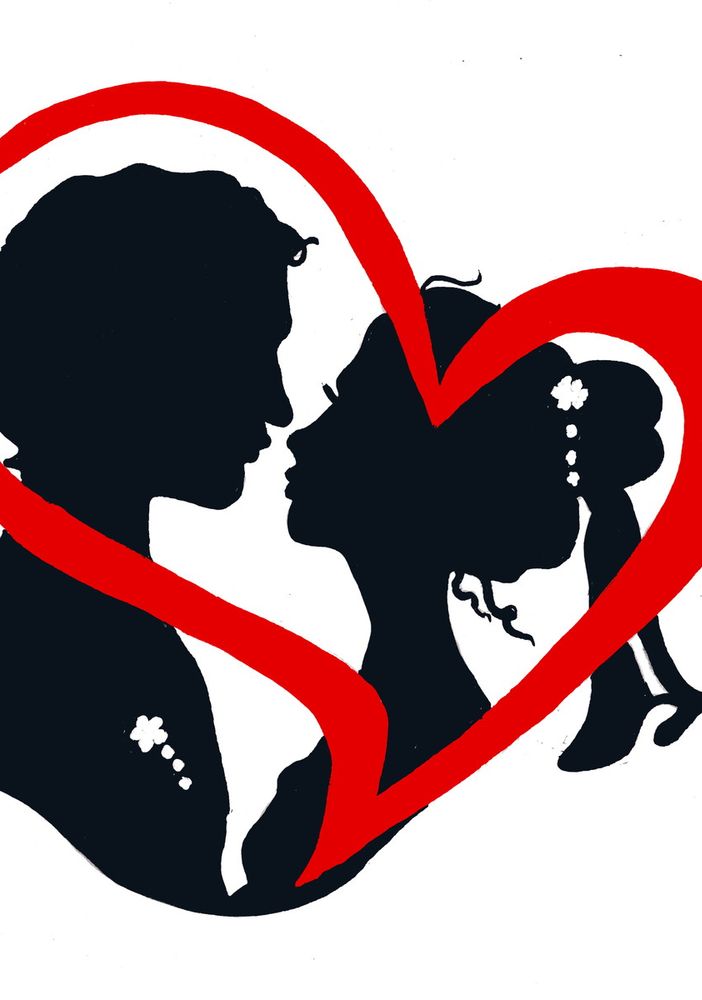 logo con ragazzi che si baciano all'interno di un cuore