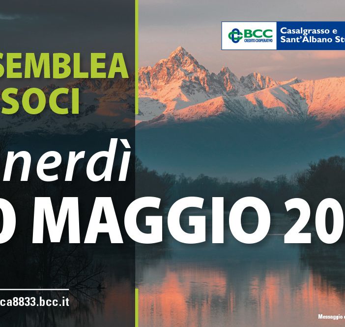 Bcc Casalgrasso e Sant'Albano Stura: 10 maggio appuntamento per il bilancio 2018