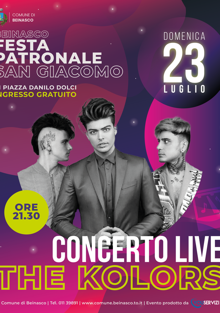 A Beinasco i The Kolors in concerto per la festa patronale di San Giacomo