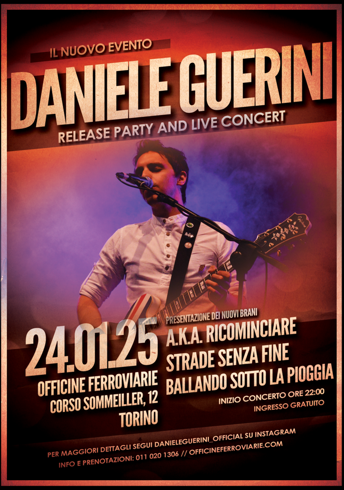 Daniele Guerini sul paco delle Officine Ferroviarie per presentare tre brani inediti