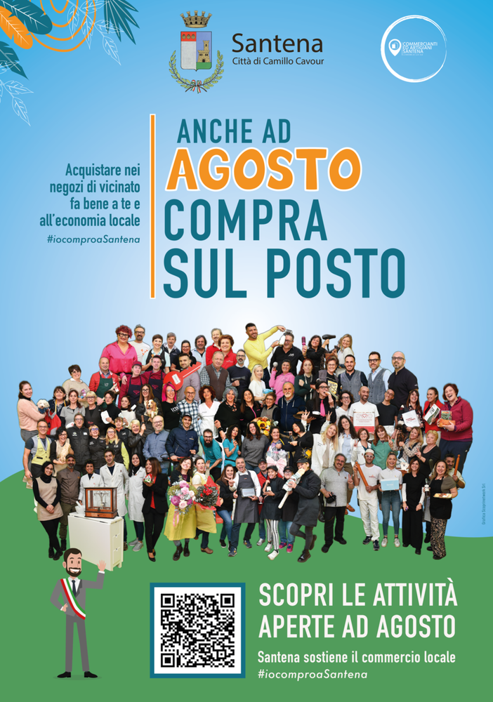 Santena, &quot;Anche ad agosto compra sul posto”: al via la nuova campagna per sostenere il commercio locale