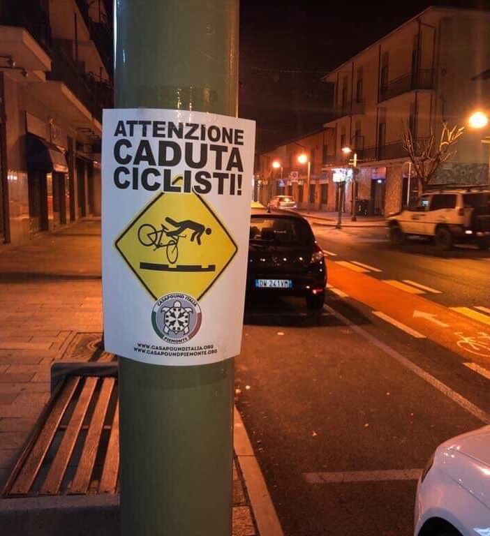 Settimo Torinese, CasaPound: &quot;Pericolo caduta ciclisti lungo la ciclabile”