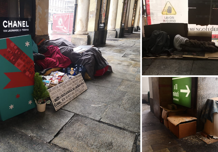 Clochard in centro a Torino