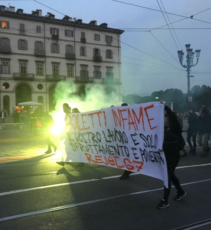Anti G7, partito anche il corteo da Palazzo Nuovo (FOTO E AGGIORNAMENTI CONTINUI)