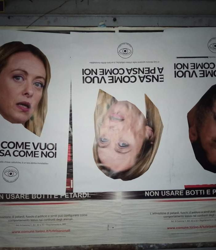Il Banksy di Torino contro Meloni e Salvini