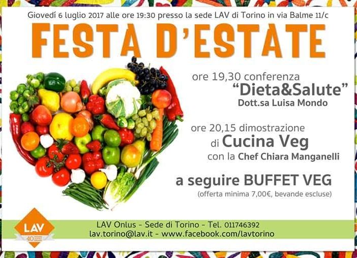 Giovedì 6 luglio Festa d'Estate alla LAV di Torino