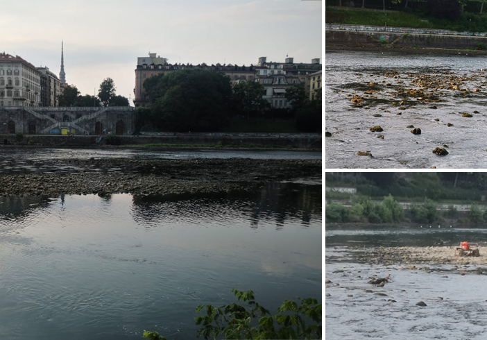 Il fiume Po e gli effetti della siccità
