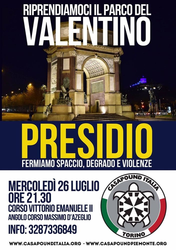 Casa Pound: un presidio contro il degrado al parco del Valentino di Torino