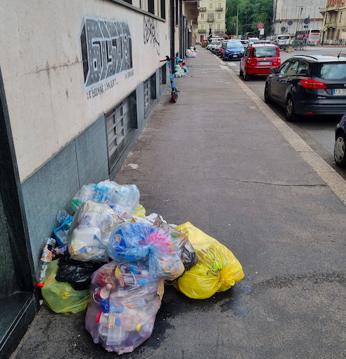 Rifiuti lasciati sotto il sole in corso Dante, i residenti: &quot;Portano cattivi odori e animali&quot;