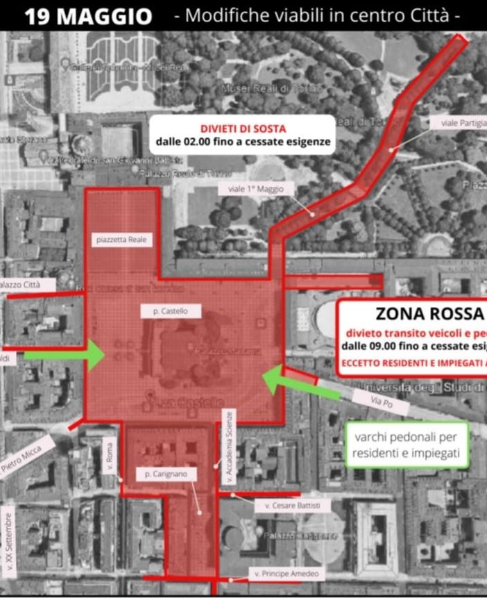 Centro di Torino &quot;zona rossa&quot;, giovedì stop alle auto e pedoni per l'arrivo dei ministri stranieri