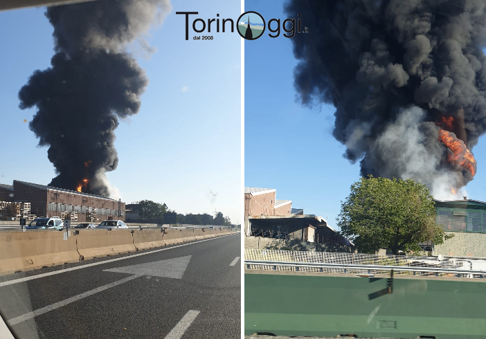 Incendio a Settimo Torinese, fiamme altissime: la colonna di fumo visibile da chilometri [FOTO]