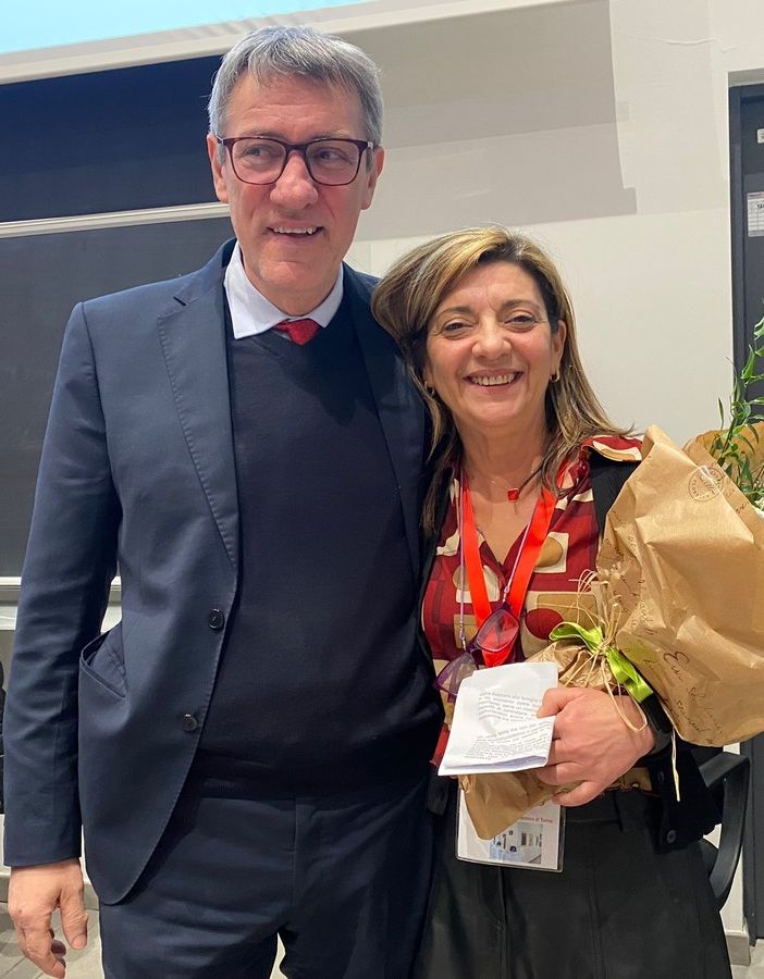 Maurizio Landini con Gabriella Semeraro