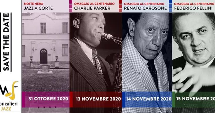 Il Moncalieri Jazz Festival 2020 renderà omaggio a Charlie Parker, Renato Carosone e Federico Fellini
