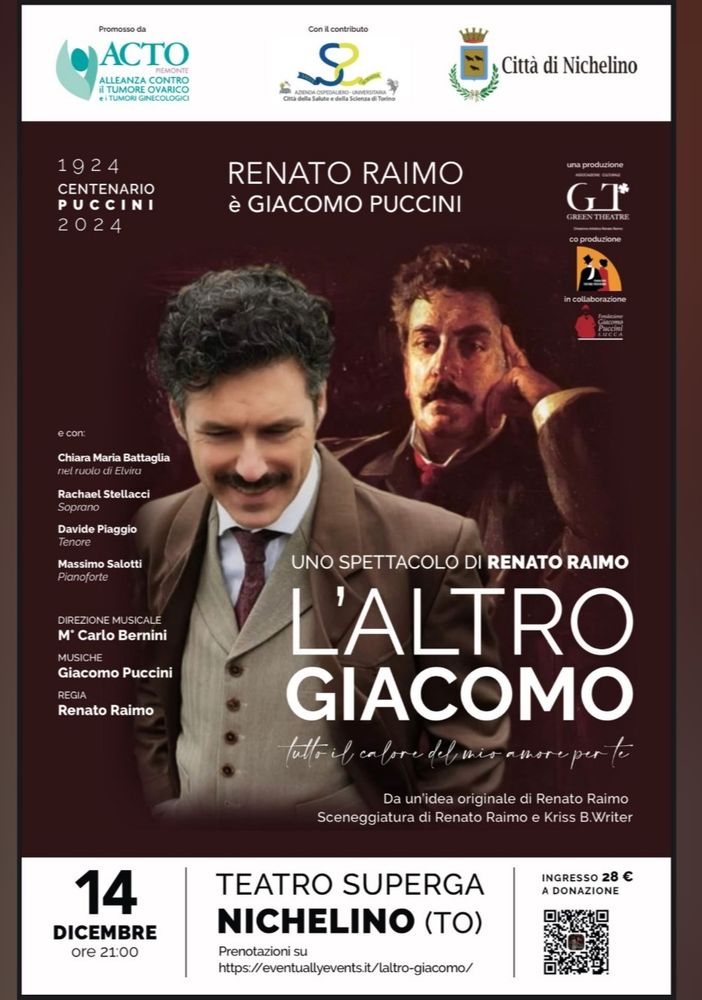 Al teatro Superga di Nichelino con &quot;L'altro Giacomo&quot; un omaggio a Puccini