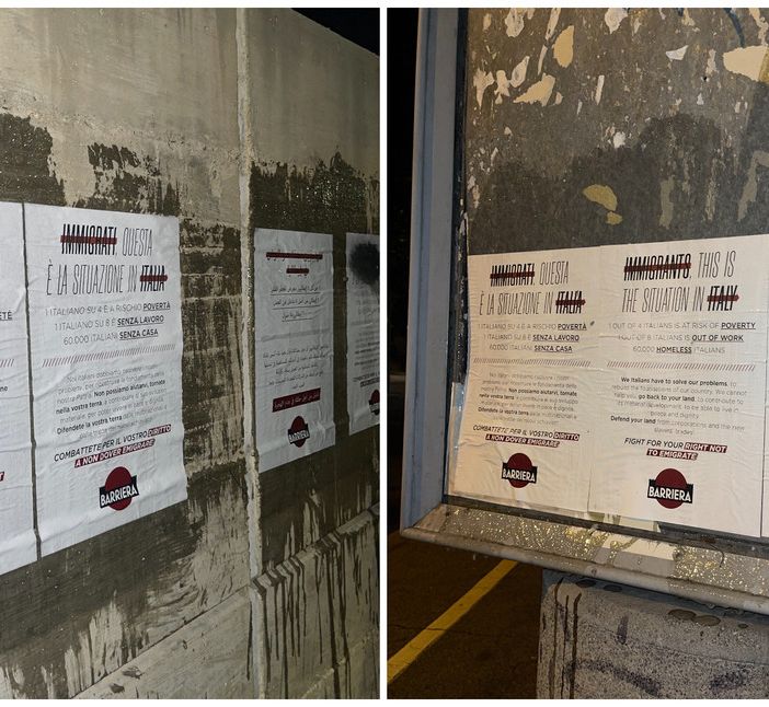 Protesta choc a Torino, manifesti fuori dal centro accoglienza migranti: “Tornino nelle loro terre”