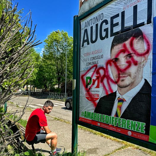 Vandalizzato il manifesto elettorale di Antonio Augelli: &quot;Fr...o&quot;