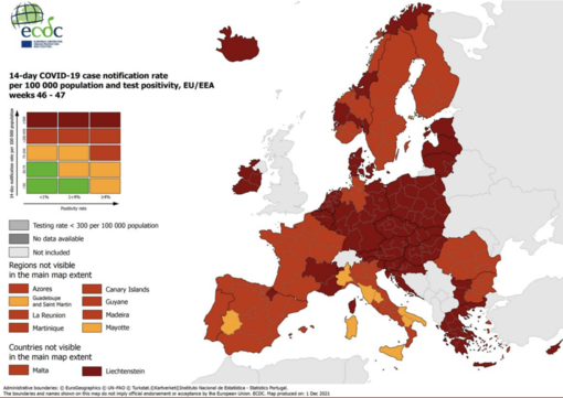 mappa europea del contagio