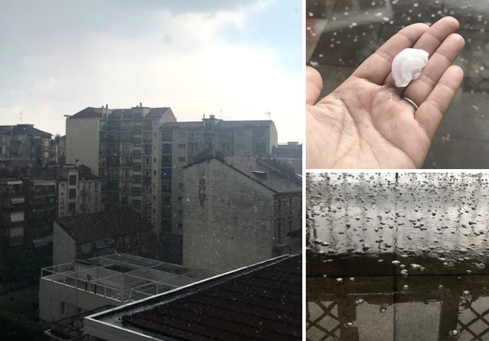 Forte temporale si abbatte su Torino: grandine e pioggia intensa sulla città