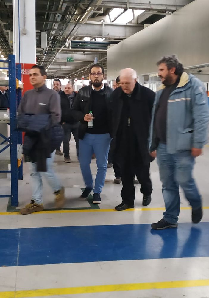 Nella foto, l'arcivescovo Nosiglia con i sindacati ai tempi della vertenza Embraco