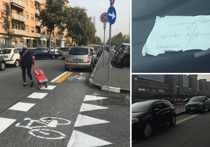 Ciclabile di via Cavalli inagibile causa “scuola”: boom di genitori in malasosta all'uscita dei bimbi