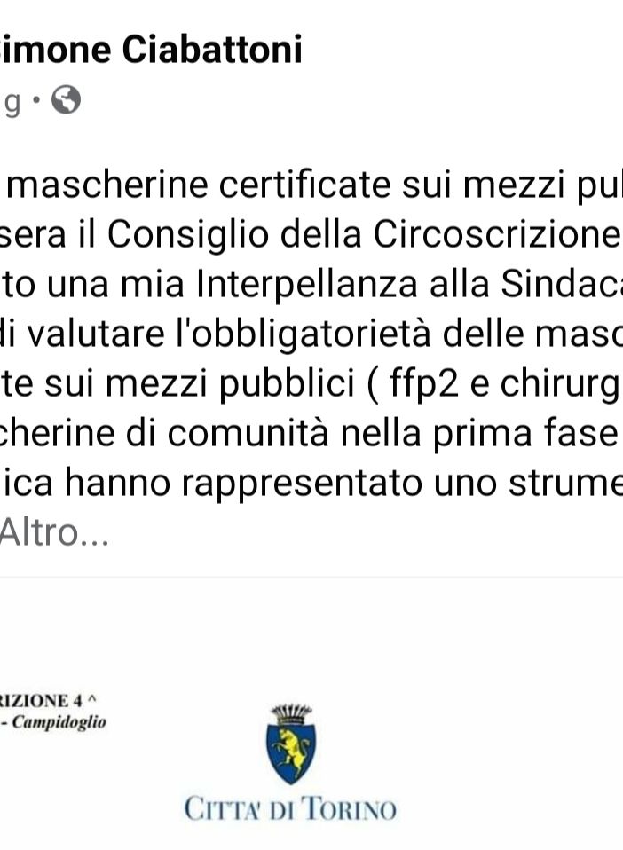 Il post del consigliere della Circoscrizione 4 Simone Ciabattoni