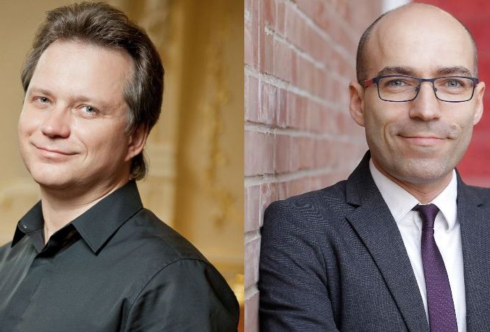 Il direttore d'orchestra Andrij Yurkevich e il direttore del coro Andrea Secchi