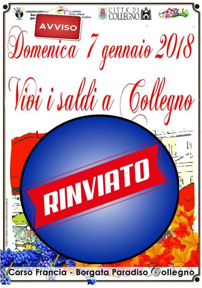 Il meteo &quot;congela&quot; la Fiera dei saldi di Collegno: rinvio a data da destinarsi