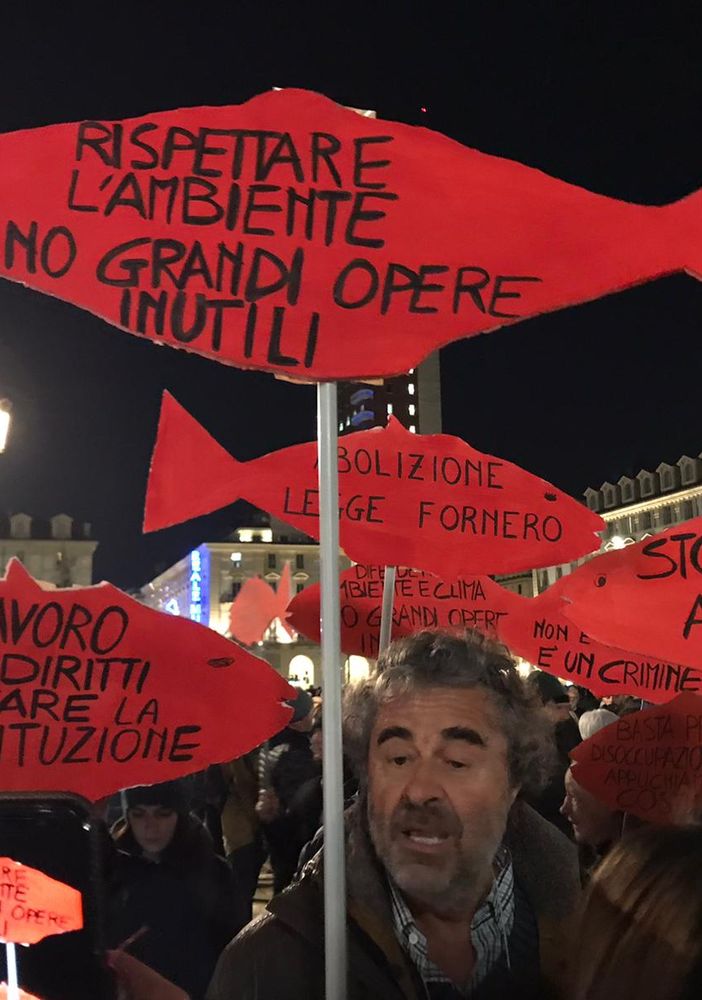 foto d'archivio di manifestazione delle sardine a torino