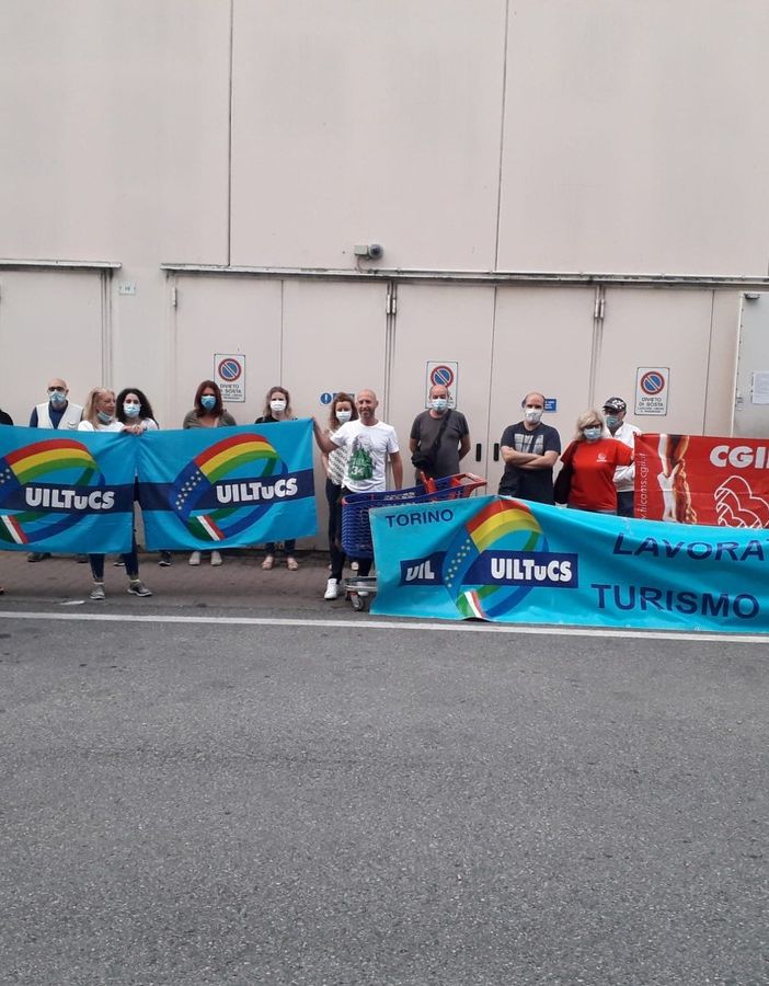 foto di archivio di uno sciopero dei dipendenti Carrefour