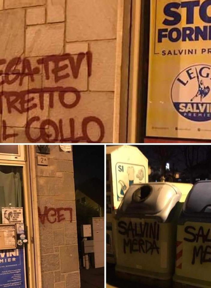 Collegno, Salvini replica dopo l'attacco vandalico alla sede della Lega: &quot;Ci fate pena&quot;
