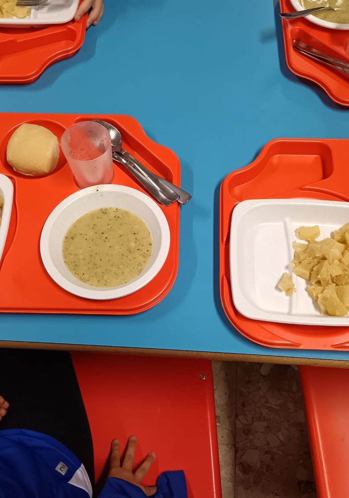 Vassoio con mensa scolastica