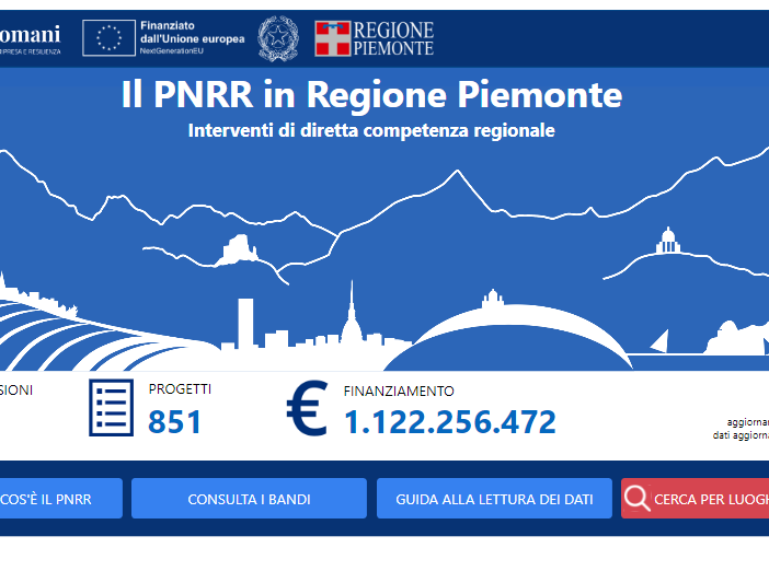 home page del sito della Regione sul Pnrr