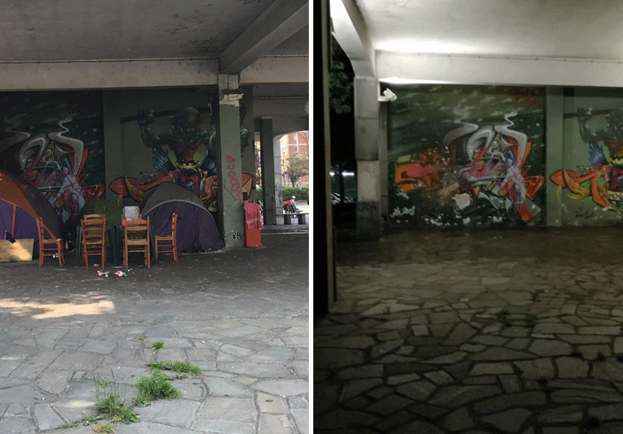 Tendopoli in piazza Montale, il quartiere dice basta: sgomberata l’area nella notte