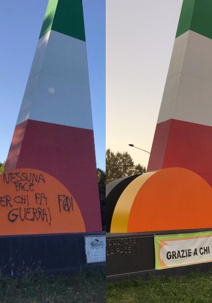 Ripulito il “Totem della Pace” alla Pellerina [FOTO]