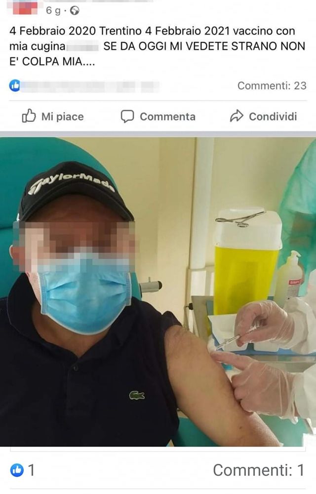 Uomo sottoposto a vaccinazione