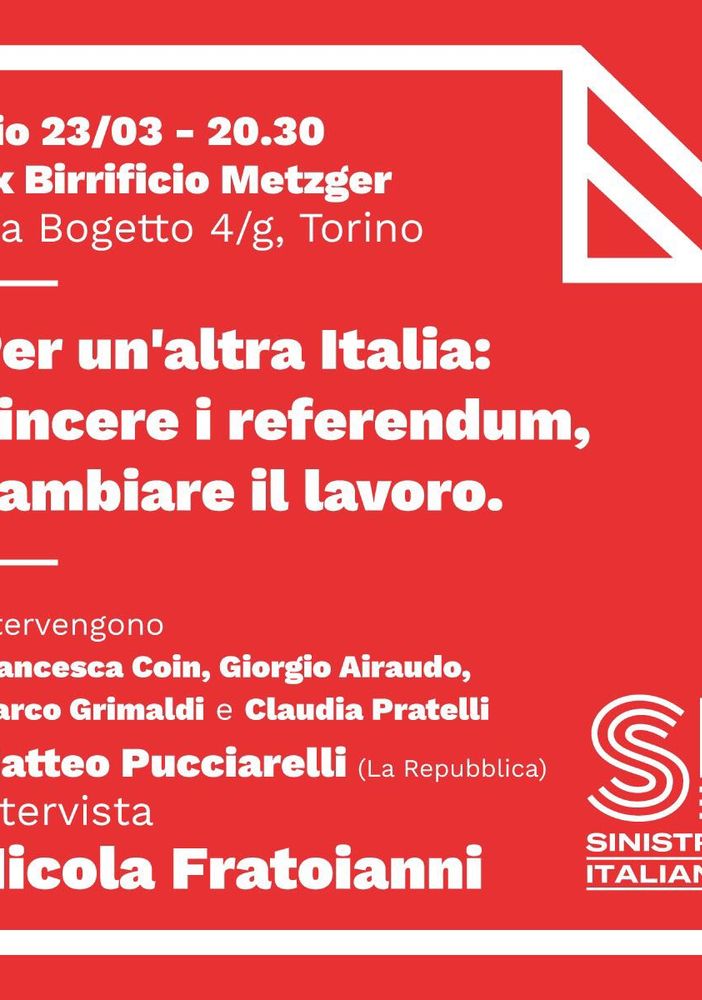 Domani sera a Torino Mattero Pucciarelli intervista Nicola Fratoianni