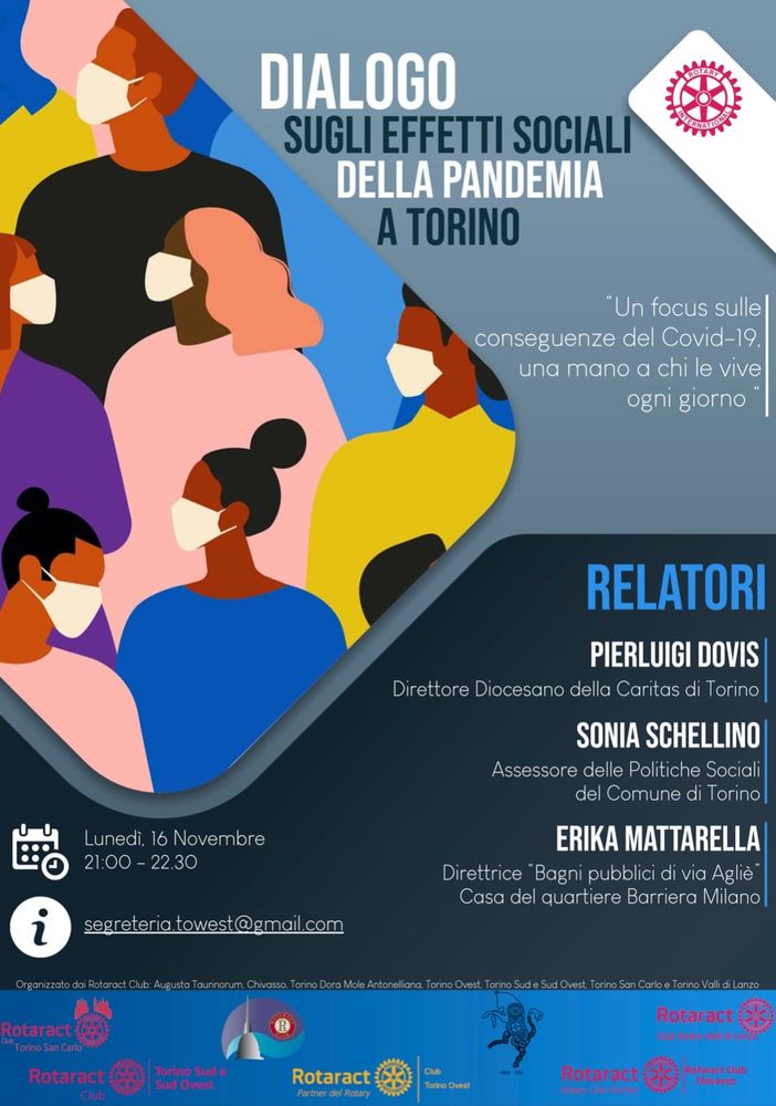 Rotaract organizza la videoconferenza &quot;Dialoghi sugli effetti sociali della pandemia a Torino&quot;