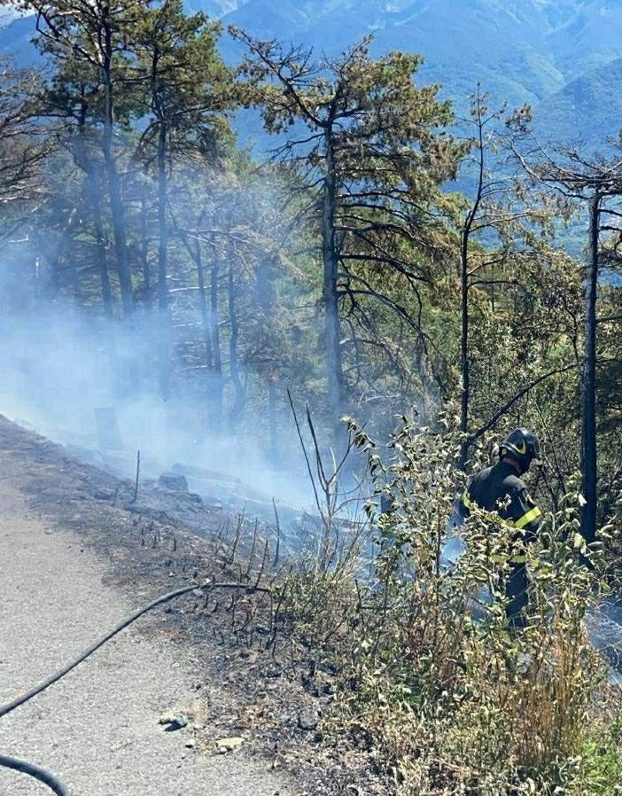 Monpantero, vigili del fuoco intervengono per spegnere un incendio boschivo