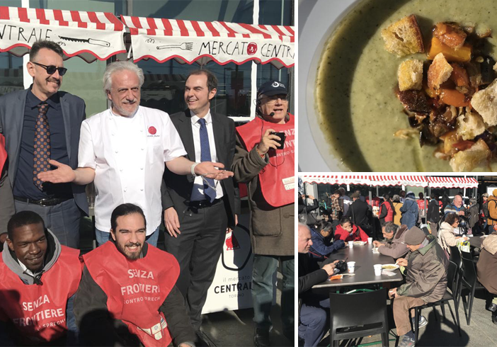 Progetto RePopp, lo chef Scabin offre la zuppa prodotta con gli avanzi alimentari del mercato [VIDEO]
