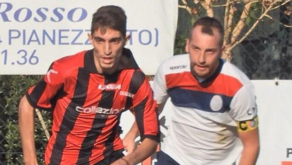 Borrello (Caselle) nella gara di andata col Pianezza