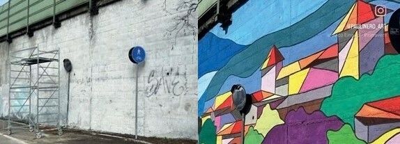 Piazza del Fieno prima e dopo il 'restauro' grazie alla street art Piazza del Fieno prima e dopo il 'restauro' grazie alla street art