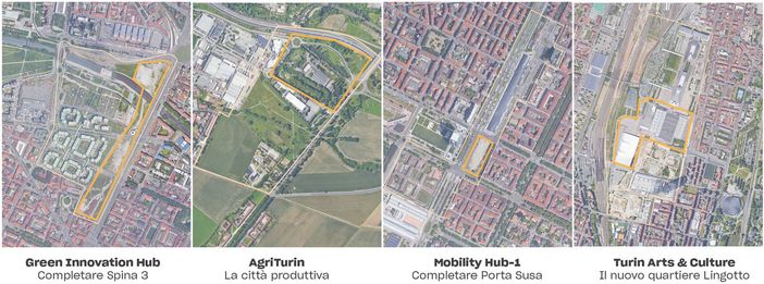 Quattro mappe della città di Torino