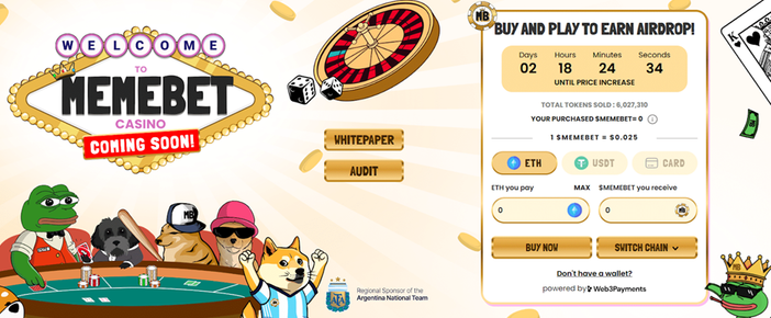 Memebet Token parte alla conquista del gaming online: la prevendita appena cominciata è già un successo Memebet Token parte alla conquista del gaming online: la prevendita appena cominciata è già un successo