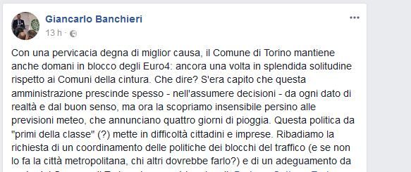 Stop agli Euro4: Confesercenti mette carbone nella calza della giunta Appendino