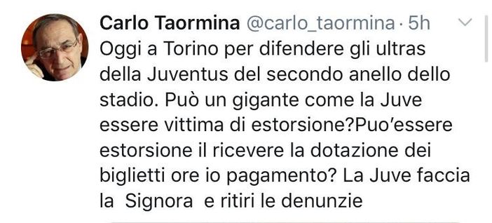 Ultrà Juventus: l'avvocato Taormina difenderà tre tifosi del gruppo &quot;Tradizione&quot;