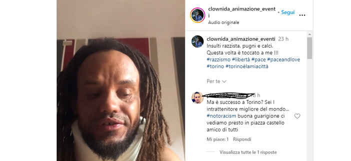 Clown Idà tumefatto con collare