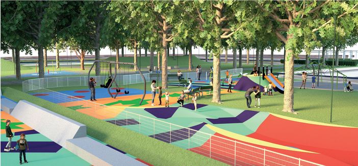 Un render dell'area giochi Un render dell'area giochi