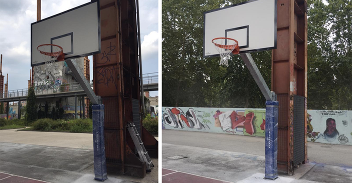 Rifatti i canestri dei campi da basket di Parco Dora