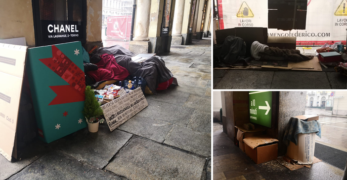 Clochard in centro a Torino Clochard in centro a Torino